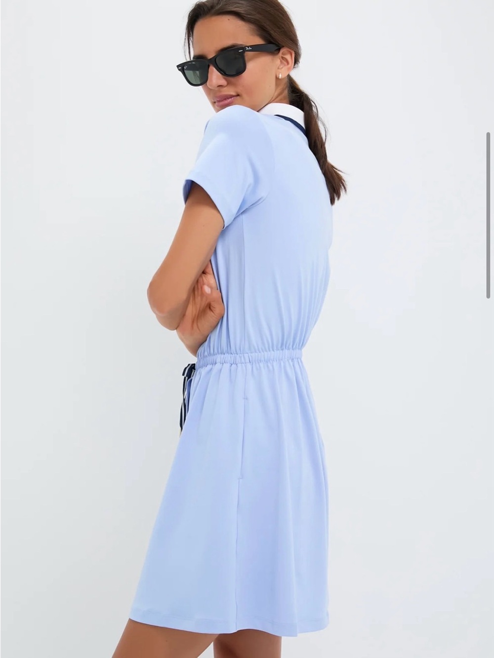 Light Blue Short Sleeve Performance Jersey Alcott Golf Dress - Picture 3 of 5